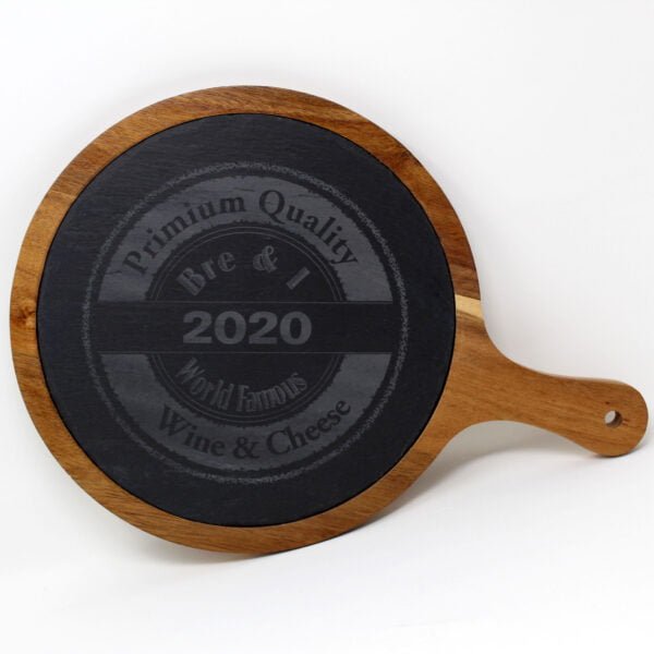 Custom Slate Cheese Paddle Circle 12.25" X 8.25" - Image 3