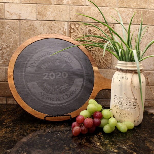 Custom Slate Cheese Paddle Circle 12.25" X 8.25"