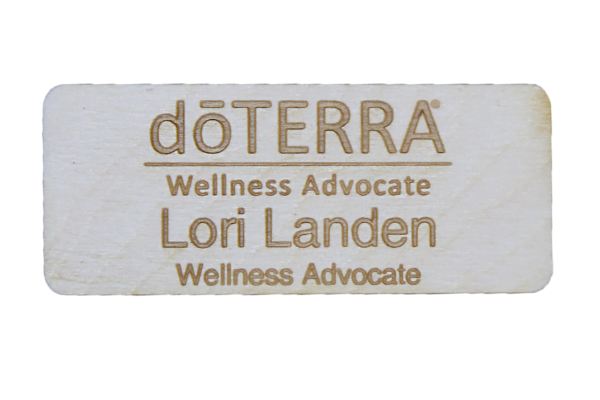 Wooden doTERRA Wellness Advocate with Customizable Line Under Name