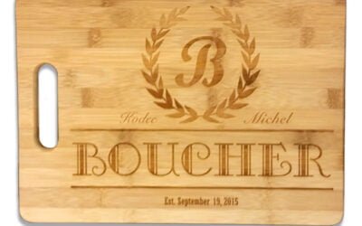 Personalized Bamboo Cutting Board with Side Handle – 3 Sizes