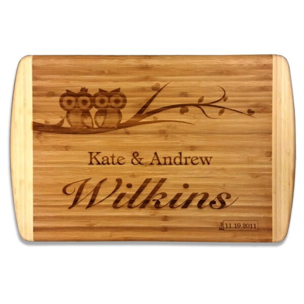 Personalized Two-Toned Bamboo Cutting Board - 2 Sizes