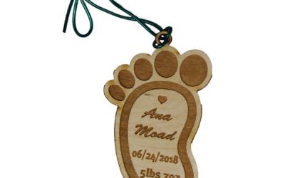 Personalize Wooden Baby Footprint Ornament