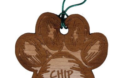 Custom Engraved Wooden Paw Ornament