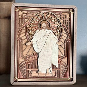 Wooden Christus Plaque - Lillies