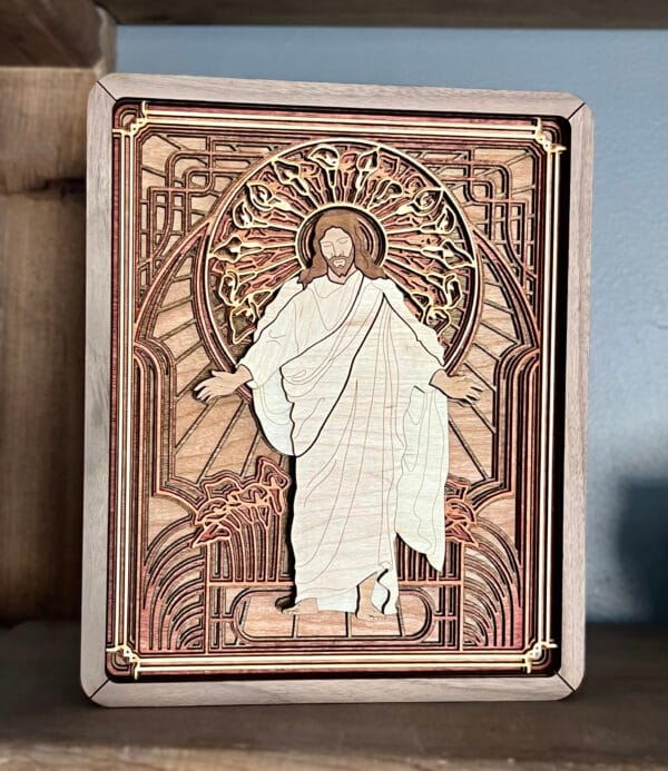 Wooden Christus Plaque - Lillies